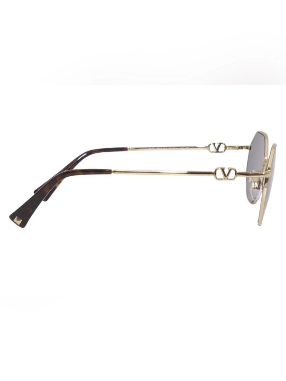 Valentino Garavani Octagonal Metal Sunglasses with a gold Vlogo chain